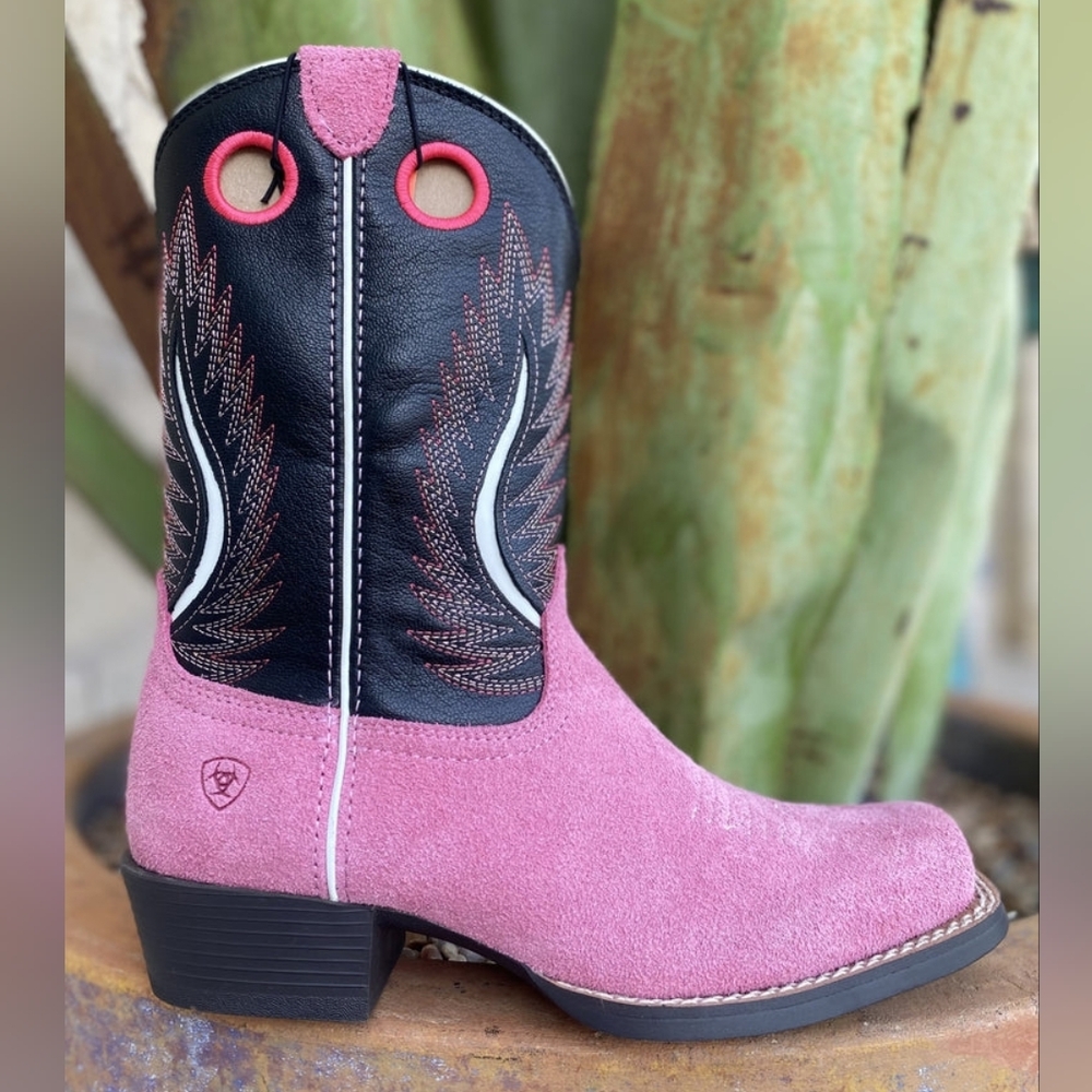 ARIAT Youth Futurity Fort Worth Western Boot Haute Pink Suede Size 5 Big Girl - Picture 4 of 9